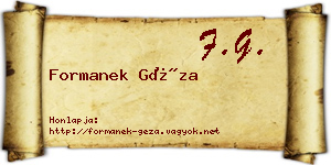 Formanek Géza névjegykártya