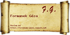 Formanek Géza névjegykártya